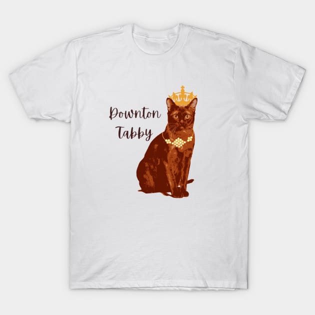 Downton Abbey Spoof Tabby Funny Cat Burmese Design T-Shirt by Regency Romp